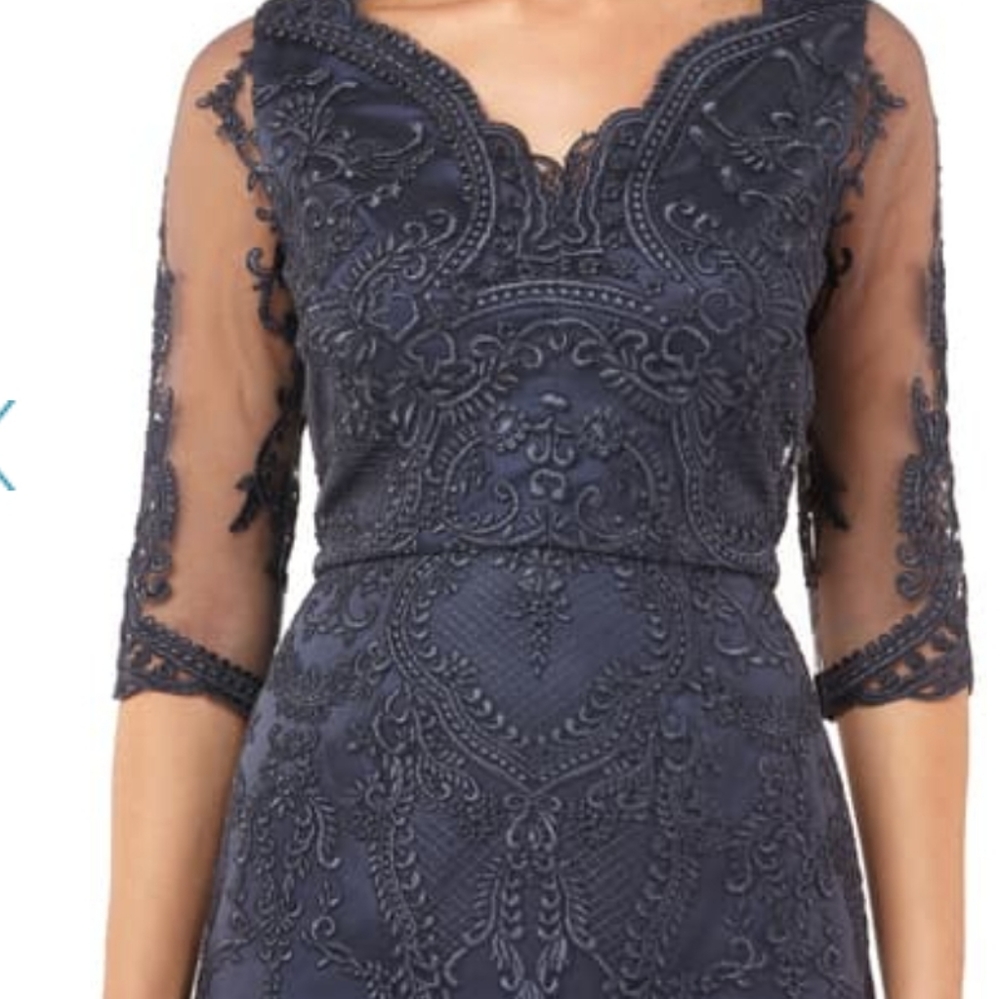 JS Collections Embroidered Mesh Blouson Gown NWT - Picture 1 of 11